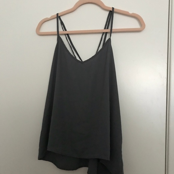 Gray chiffon Hollister crisscross back top - Picture 1 of 4